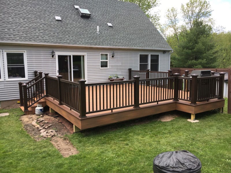 An outdoor deck builder working in Bucks County, PA